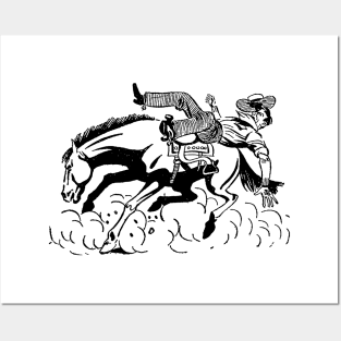 Jump Up Rodeo Taming Horse Western Cowboy Retro Comic Posters and Art